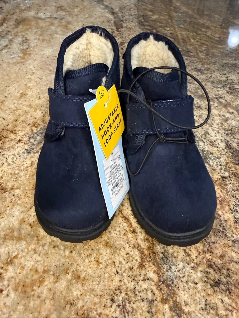 Cat & Jack Navy Faux-Shearling Ankle Boots